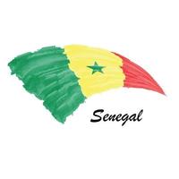 bandeira de pintura em aquarela do senegal. ilustração de pincelada vetor