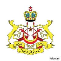 brasão de armas de kelantan é uma região da Malásia. emblema vetorial vetor