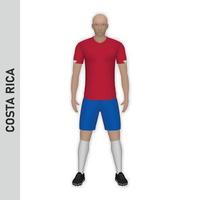 Maquete de jogador de futebol realista 3D. kit de time de futebol da costa rica vetor