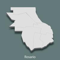 3d mapa isométrico de rosário é uma cidade da argentina vetor