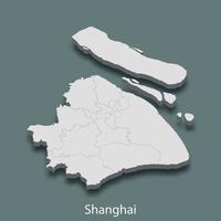 3d mapa isométrico de xangai é uma cidade da china vetor