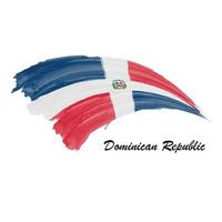 bandeira de pintura em aquarela da república dominicana. pincelada doente vetor