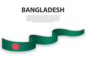 acenando a fita ou banner com bandeira de bangladesh vetor