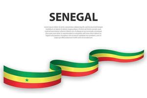 acenando a fita ou banner com bandeira do senegal vetor