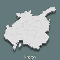 3d mapa isométrico de nagoya é uma cidade do japão vetor