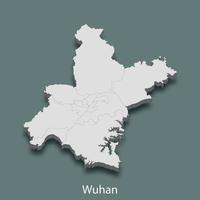 3d mapa isométrico de wuhan é uma cidade da china vetor