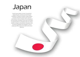 acenando a fita ou banner com bandeira do japão. modelo para independente vetor