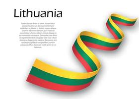 acenando a fita ou banner com bandeira da Lituânia vetor