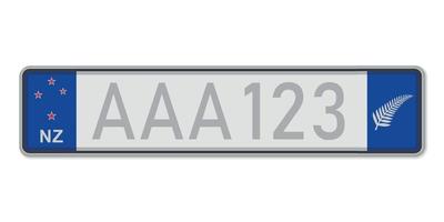 placa de carro. licença de registro de veículos da nova zelândia. vetor