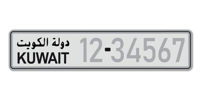 placa de carro. licença de registro de veículos do kuwait. vetor