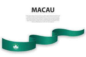 acenando a fita ou banner com bandeira de macau vetor