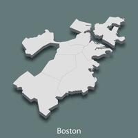 o mapa 3d isométrico de boston é uma cidade dos estados unidos vetor