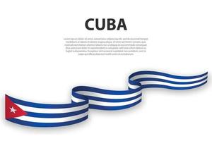 acenando a fita ou banner com bandeira de cuba vetor