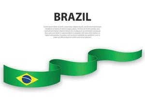 acenando a fita ou banner com bandeira do brasil vetor