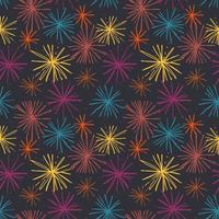 arte de linha de fogos de artifício. sem costura padrão de fogos de artifício. padrão decorativo em tecido, quimono, yukata. vetor