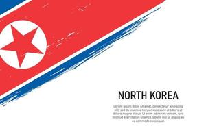 fundo de traçado de pincel estilo grunge com bandeira da coreia do norte vetor