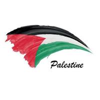 bandeira de pintura em aquarela da Palestina. ilustração de pincelada vetor