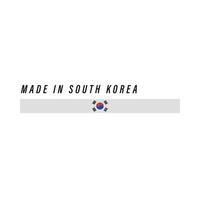 feito na coreia do sul, crachá ou etiqueta com bandeira isolada vetor