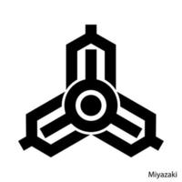 brasão de armas de miyazaki é uma prefeitura do japão. emblema vetorial vetor