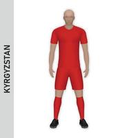 Maquete de jogador de futebol realista 3D. kit de time de futebol do quirguistão vetor