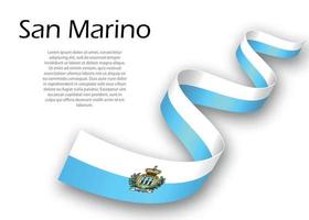 acenando a fita ou banner com bandeira de san marino vetor