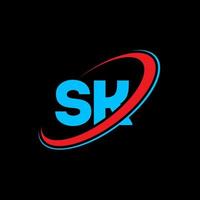 design de logotipo de carta sk sk. letra inicial sk ligado círculo monograma maiúsculo logotipo vermelho e azul. logotipo sk, design sk. sk, sk vetor