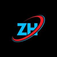 design de logotipo de carta zh zh. letra inicial zh ligado logotipo monograma maiúsculo círculo vermelho e azul. zh logotipo, zh design. zh, zh vetor