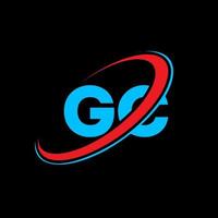 design de logotipo de carta gc gc. letra inicial gc círculo ligado logotipo monograma maiúsculo vermelho e azul. logotipo gc, design gc. GC, GC vetor