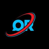 design de logotipo de letra qr qr. letra inicial qr ligado círculo monograma maiúsculo logotipo vermelho e azul. logotipo qr, design qr. qr, qr vetor