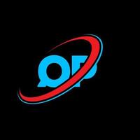 qp qp design de logotipo de carta. letra inicial qp círculo ligado logotipo monograma maiúsculo vermelho e azul. logotipo qp, design qp. qp, qp vetor