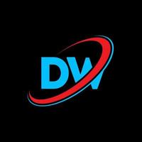 design de logotipo de letra dw dw. letra inicial dw círculo ligado logotipo monograma maiúsculo vermelho e azul. logotipo dw, design dw. dw, dw vetor