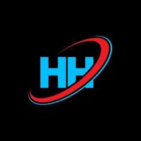logotipo h. projeto h. letra hh azul e vermelha. design de logotipo de letra hh. letra inicial hh vinculado ao logotipo do monograma maiúsculo do círculo. vetor