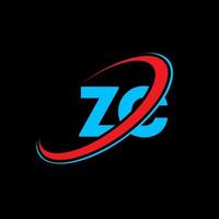 design de logotipo de letra zc zc. letra inicial zc círculo ligado logotipo monograma maiúsculo vermelho e azul. zc logotipo, zc design. zc, zc vetor