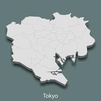 3d mapa isométrico de tóquio é uma cidade do japão vetor