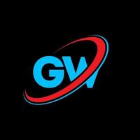 design de logotipo de letra gw gw. letra inicial gw círculo ligado logotipo monograma maiúsculo vermelho e azul. logotipo gw, design gw. gw, gw vetor