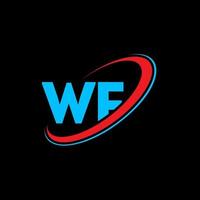 wf wf design de logotipo de carta. letra inicial wf círculo ligado logotipo monograma maiúsculo vermelho e azul. logotipo wf, design wf. wf, wf vetor