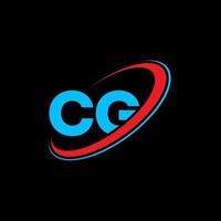 logotipo cg. projeto cg. carta cg azul e vermelha. design de logotipo de letra cg. letra inicial cg vinculado ao logotipo do monograma em maiúsculas do círculo. vetor