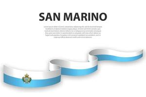 acenando a fita ou banner com bandeira de san marino vetor