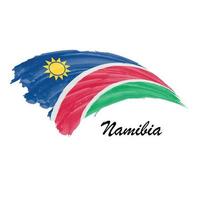 bandeira de pintura em aquarela da namíbia. ilustração de pincelada vetor