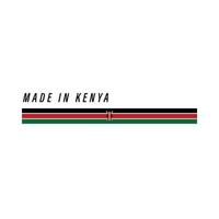 feito no Quênia, crachá ou etiqueta com bandeira isolada vetor