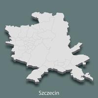 3d mapa isométrico de szczecin é uma cidade da polônia vetor