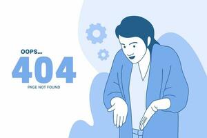 ilustrações depressão de mulher com conexões de internet para oops 404 error design concept landing page