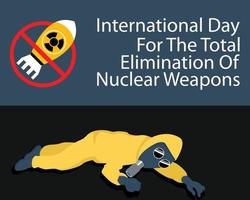 ilustração vetorial gráfico do símbolo é proibido de usar armas nucleares e um portador de armadura está morrendo, perfeito para o dia internacional, eliminação das armas nucleares, comemorar, cartão de felicitações vetor