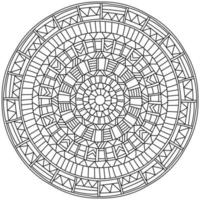 mandala de contorno com muitos padrões geométricos lineares, página para colorir zen para criatividade vetor