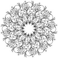 mandala abstrata com redemoinhos e flores doodle, página para colorir meditativa e elementos ornamentados vetor