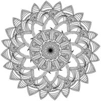 mandala abstrata com pétalas listradas, página para colorir meditativa em forma de flor de fantasia vetor