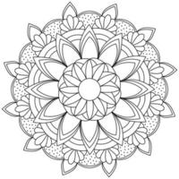 mandala de contorno de flor com pétalas grandes, ilustração vetorial de página para colorir meditativa vetor