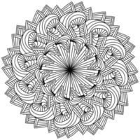 mandala abstrata listrada com redemoinhos, página para colorir meditativa em forma de círculo com padrões simétricos vetor