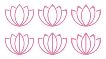 flor de lótus contorno logotipo ícone conjunto ilustração vetorial. vetor