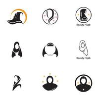 muslimah hijab logotipo modelo ilustração vetorial design vetor